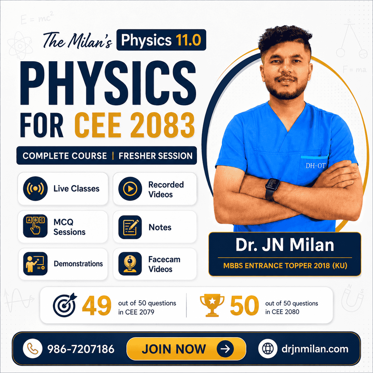 Live Freshers Batch 11.0 for CEE + old Recorded + QAD Crash Course